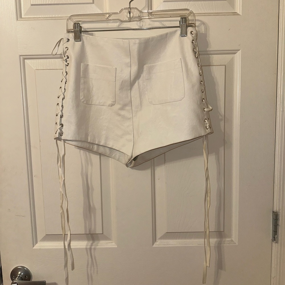 Emory Park Boutique Pleather Lace Up Shorts